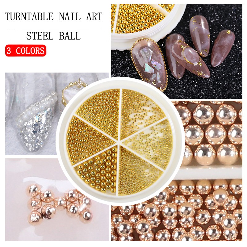 Hộp hạt đá tròn đính trang trí móng tay nghệ thuật không phai màu sang trọng nhỏ kích thước 1-3mm