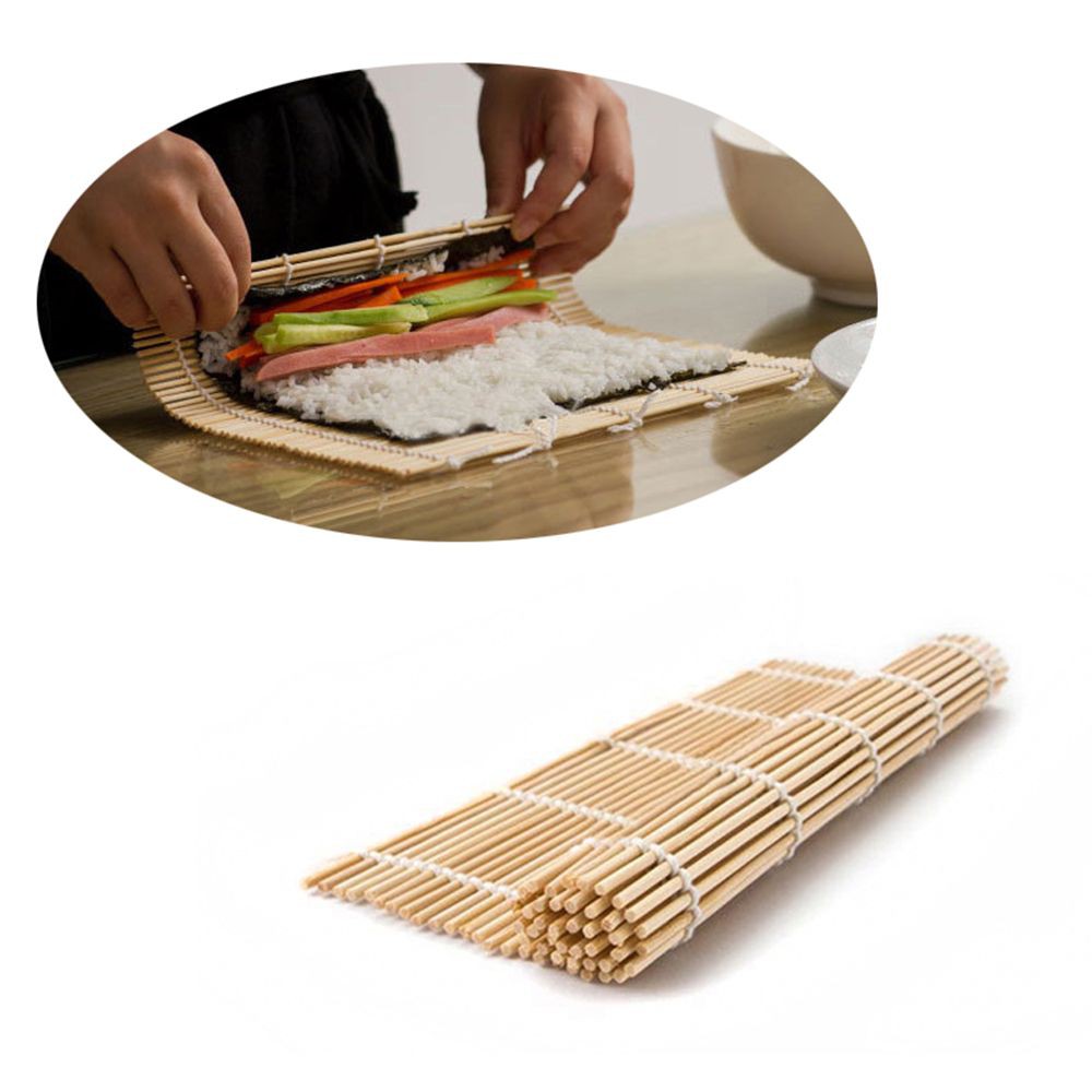 Set mành cuộn và vá múc cơm gỗ tre tự nhiên cho làm sushi