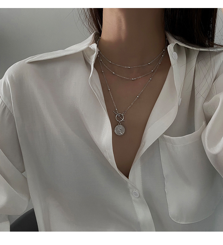 Dây chuyền nữ mặt đồng xu nhiều lớp