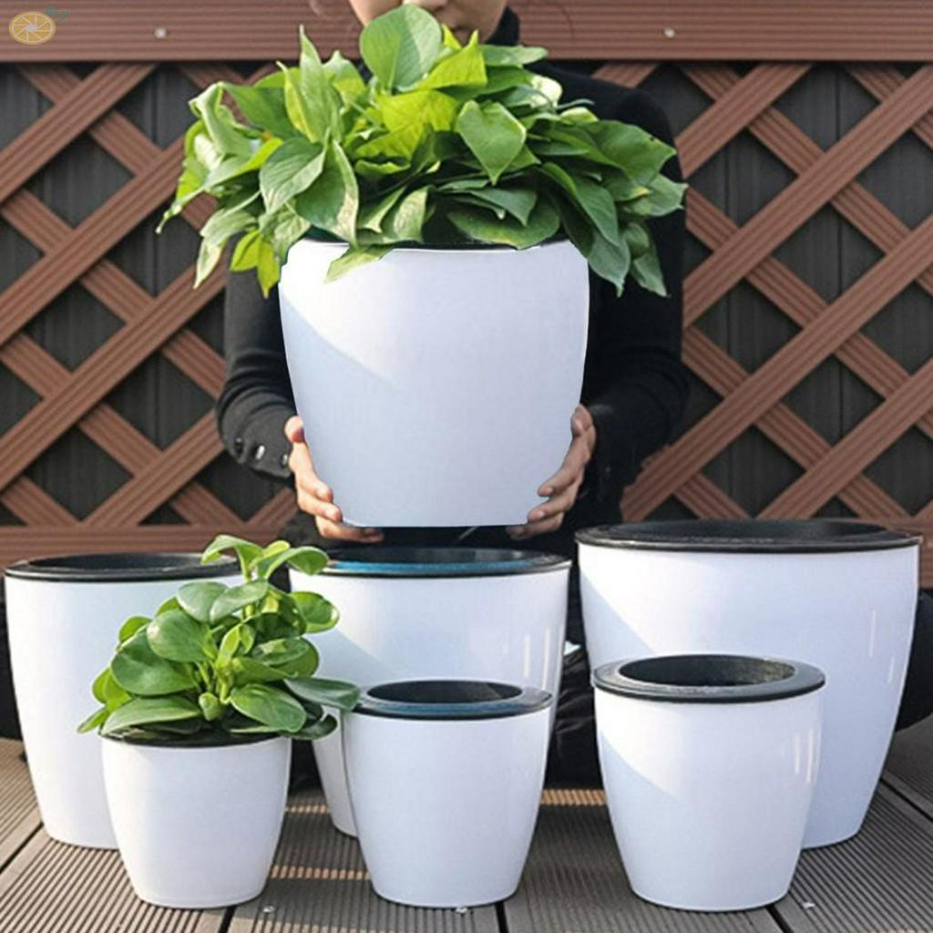 Chậu hoa hai lớp bằng nhựa tự tưới nước tiện lợi
