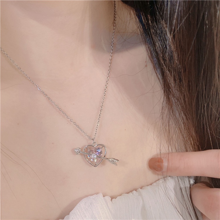 Vòng cổ Mặt Hình Mũi Tên Và Trái Tim Đính Đá Sang Trọng Cho Nữ