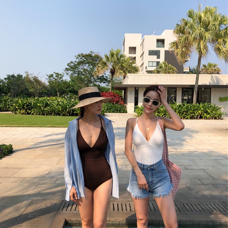 Đồ Bơi Một Mảnh Màu Trơn Phong Cách Hàn Quốc Quyến Rũ Thời Trang 2022