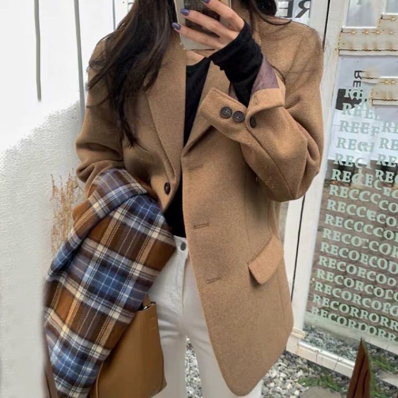 (Hàng có sẵn) Siêu phẩm Áo Blazer dạ lỳ cao cấp (vải dày dặn, có ảnh chụp thật)