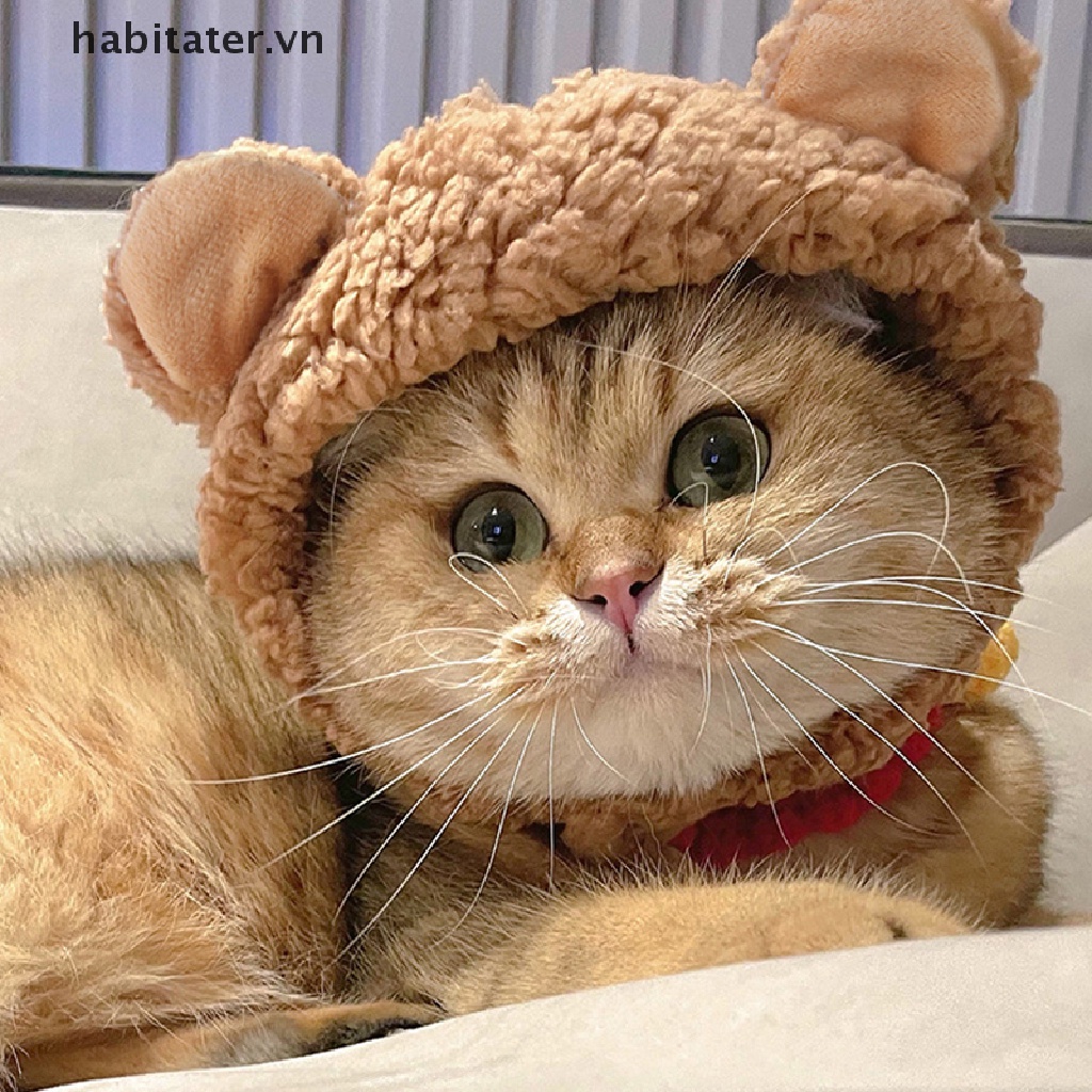 Mũ Lông Nhung Giữ Ấm Tai Gấu Vui Nhộn Dành Cho Thú Cưng