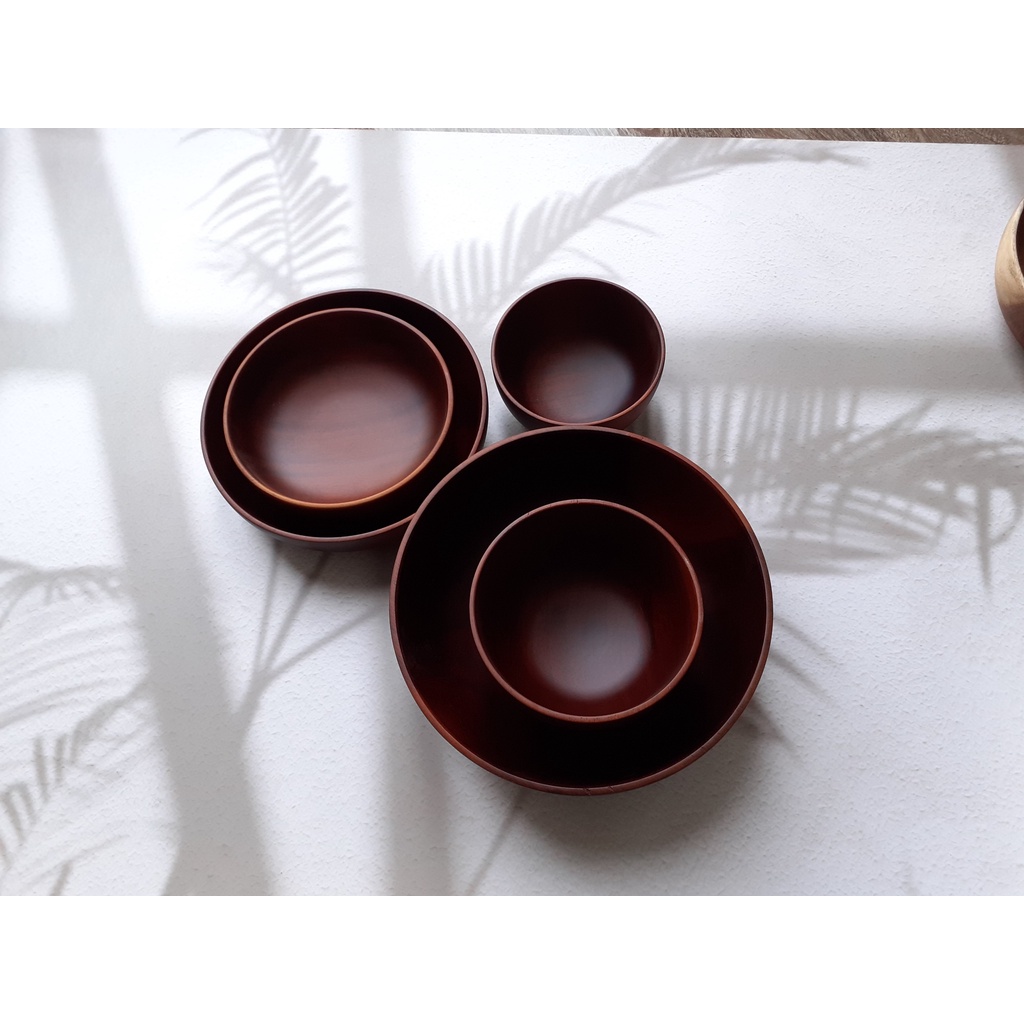 Bát gỗ, tô gỗ đựng salad màu Nâu đỏ đẹp VITRAPRO