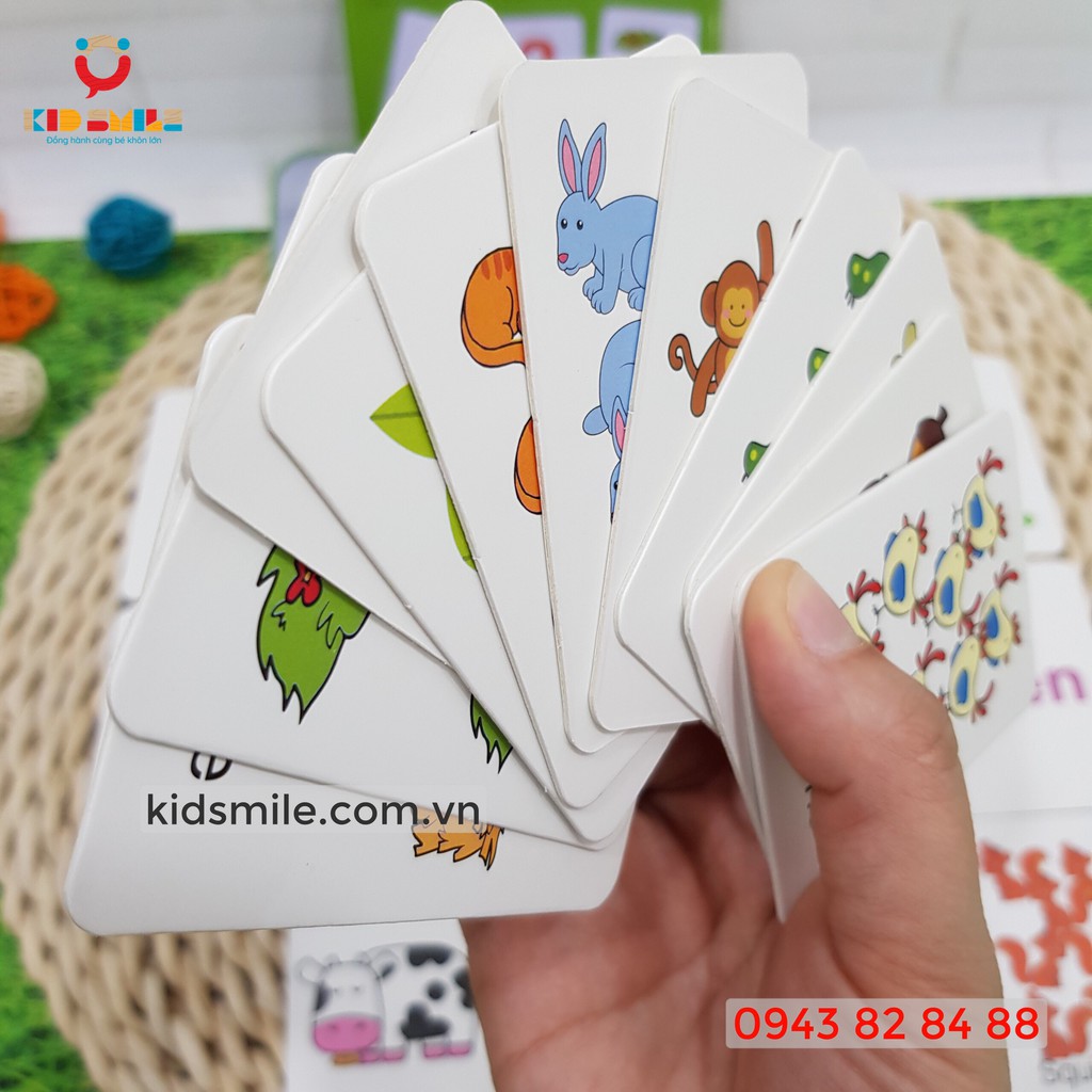 Đồ chơi phát triển trí tuệ, hộp thẻ học thông minh flashcard tiếng Anh cho bé từ 2 đến 6 tuổi - DOZKIDZ