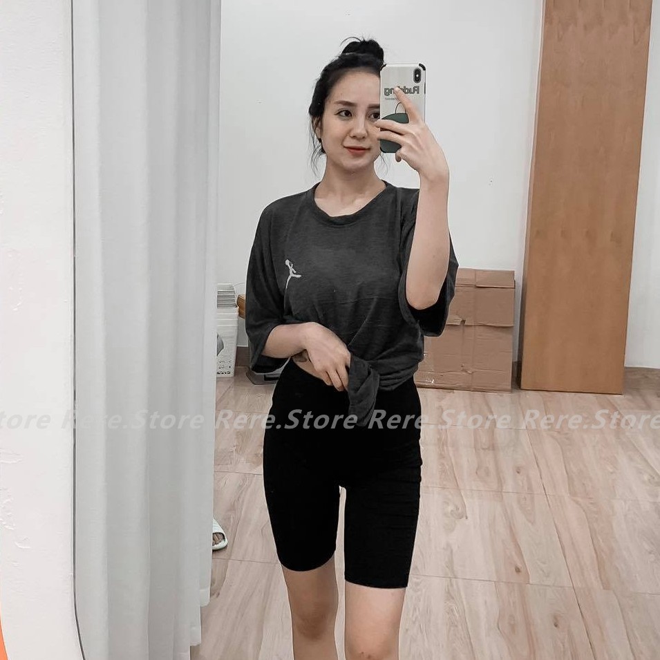 Quần Legging Đùi Cầu Vồng Cuộn Tím Thái - Rere.Store [FREESHIP] - Short lửng RAINBOW nữ ôm sát body Ulzzang