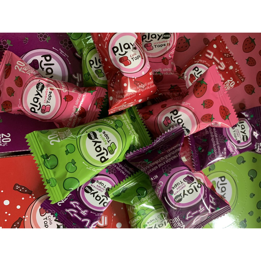 Combo 4 gói Kẹo dẻo cuộn Play more Thái Lan 21g/gói