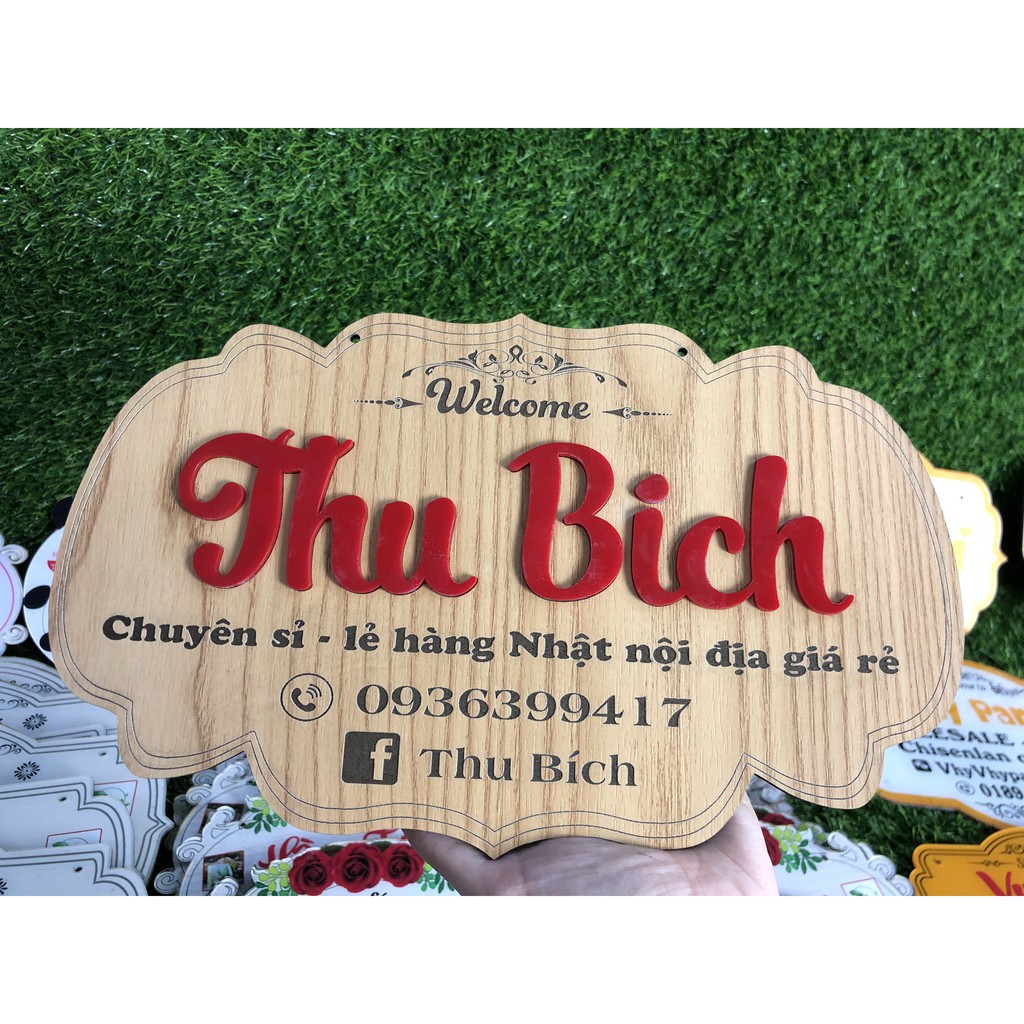 [BÀNG GỖ DECOR] - Thiết kế theo yêu cầu - Khắc thông tin shop siêu xịn xò