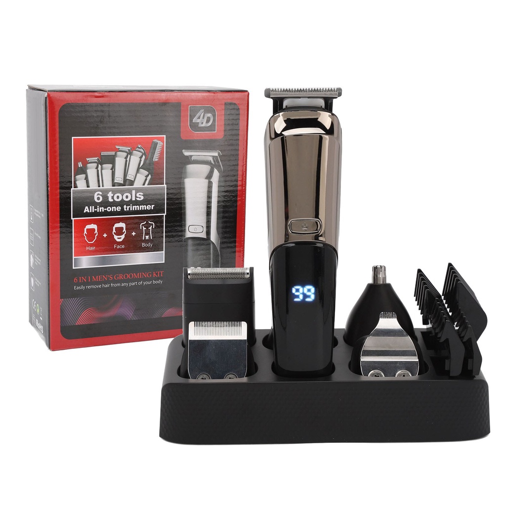 [Hàng Sẵn] Tông đơ cắt tóc điện 6 trong 1 đa năng Màn hình LED có thể giặt được【Texas053】