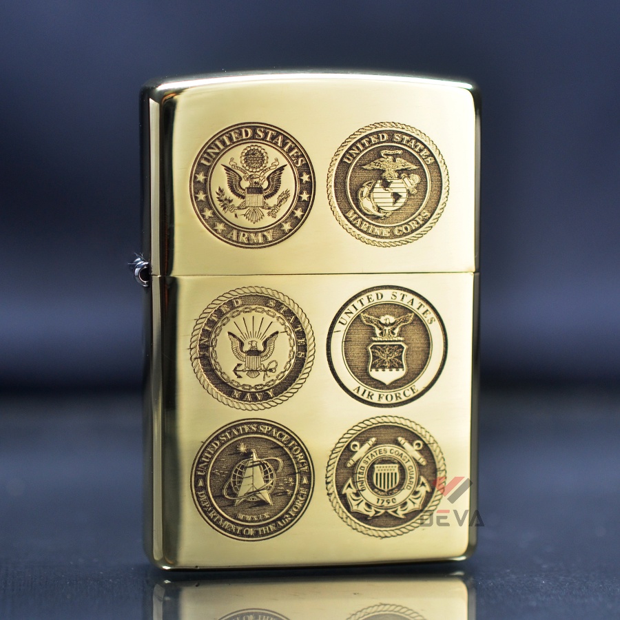 Zippo MỸ - Khắc CNC Logo Các Binh Chủng Quân Đội Hoa Kỳ ZK166 - Quà tặng cho nam giới