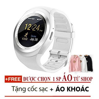 Đồng hồ thông minh mặt tròn thời trang Y1 trắng