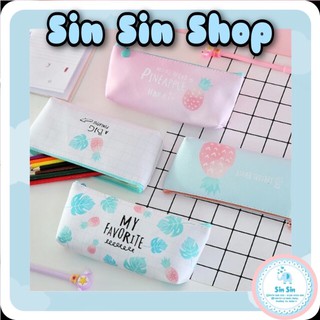 Bóp Viết/ Mỹ Phẩm PU Chống Thấm Nước Hoạ Tiết Hoa Quả - SINSIN