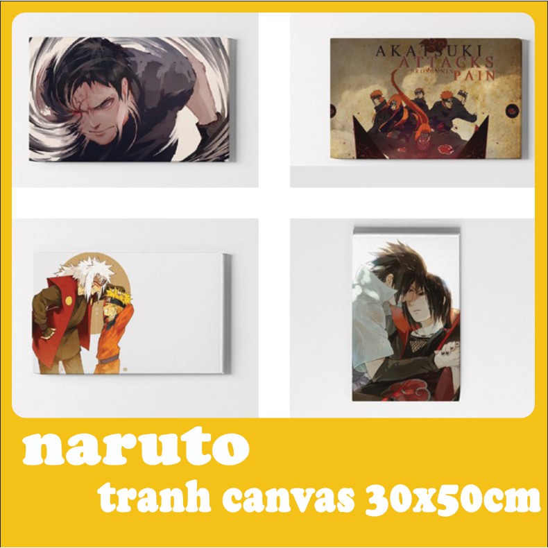 Tranh vải anime naruto treo tường ,trang trí phòng cho giới trẻ ,nơi học tập in tùy chỉnh có khung móc treo đinh 3 chân