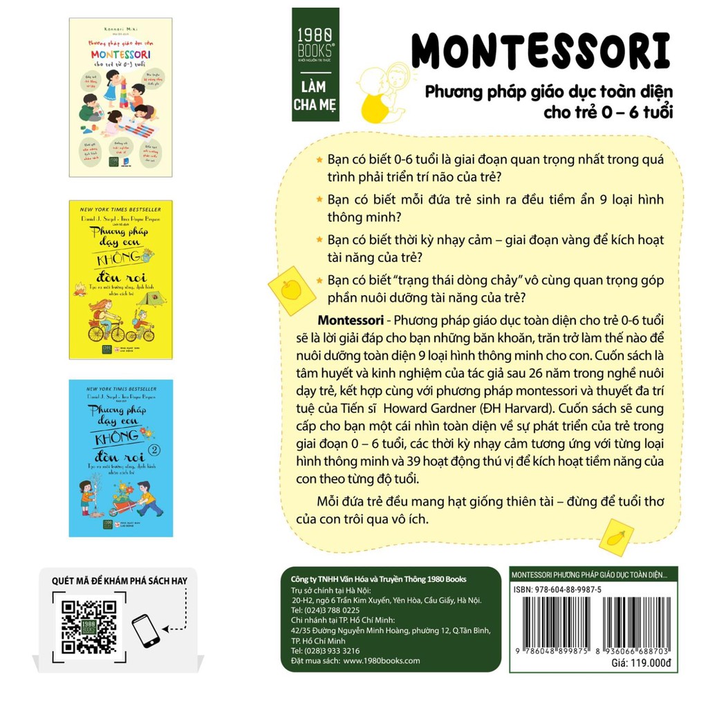 Sách Montessori - Phương Pháp Giáo Dục Toàn Diện Cho Trẻ 0-6 Tuổi -1980Books