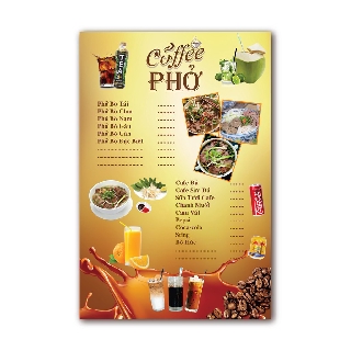 Bảng menu quán giải khát, quán phở
