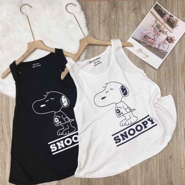 Snoopy - Áo 3 lỗ in Kute thun giấy mặc Hè cực hot - Freesz dưới 55kg - Shopee Mall Thời trang nữ
