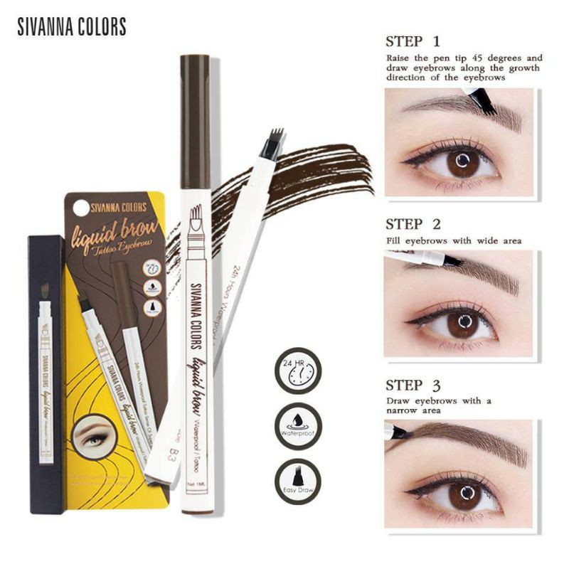 Bút xăm chân mày phẩy sợi Sivanna Colors Liquid Brow ES8002 Thái Lan