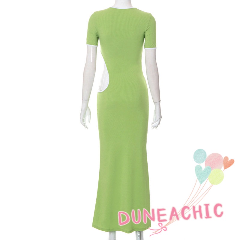 Đầm DUNEA tay ngắn cổ tròn dáng ôm thiết kế đơn giản thời trang dành cho nữ