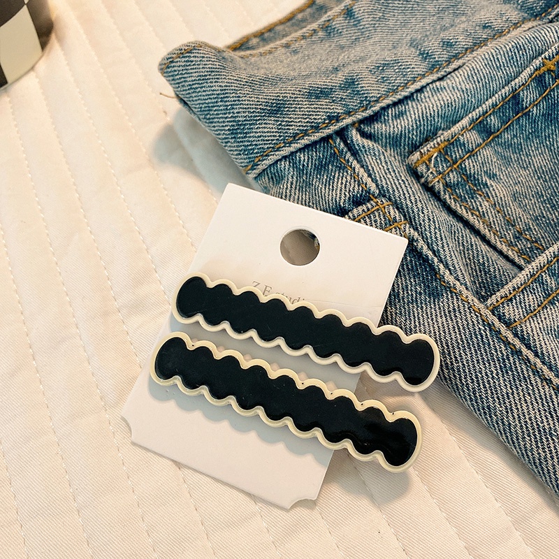 Kẹp Tóc Mái Bằng acrylic Họa Tiết Hình Học Màu Trắng Đen Phong Cách vintage Hàn Quốc Cho Nữ