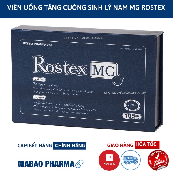 Viên uống hỗ trợ tăng cường sinh lý nam,giảm xuất tinh sớm Rostex Mg (Hộp 10 viên)