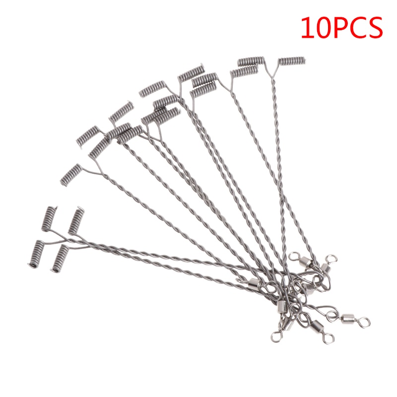 Set 10 dây móc câu cá hình chữ T bằng thép không gỉ 9/12/15cm
