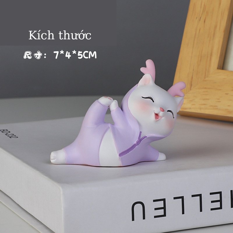Tượng mèo Yoga đáng yêu trang trí nhà cửa, bàn làm việc, ô tô 💕FREESHIP 50k💕 - Linh Tinh 10k
