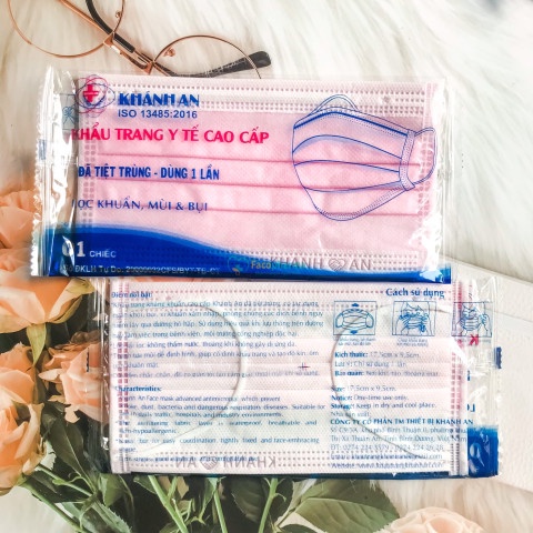 Khẩu trang y tế 4 lớp tiệt trùng bọc từng cái kháng khuẩn hiệu quả hộp 50 cái Khánh An KAKTTTO
