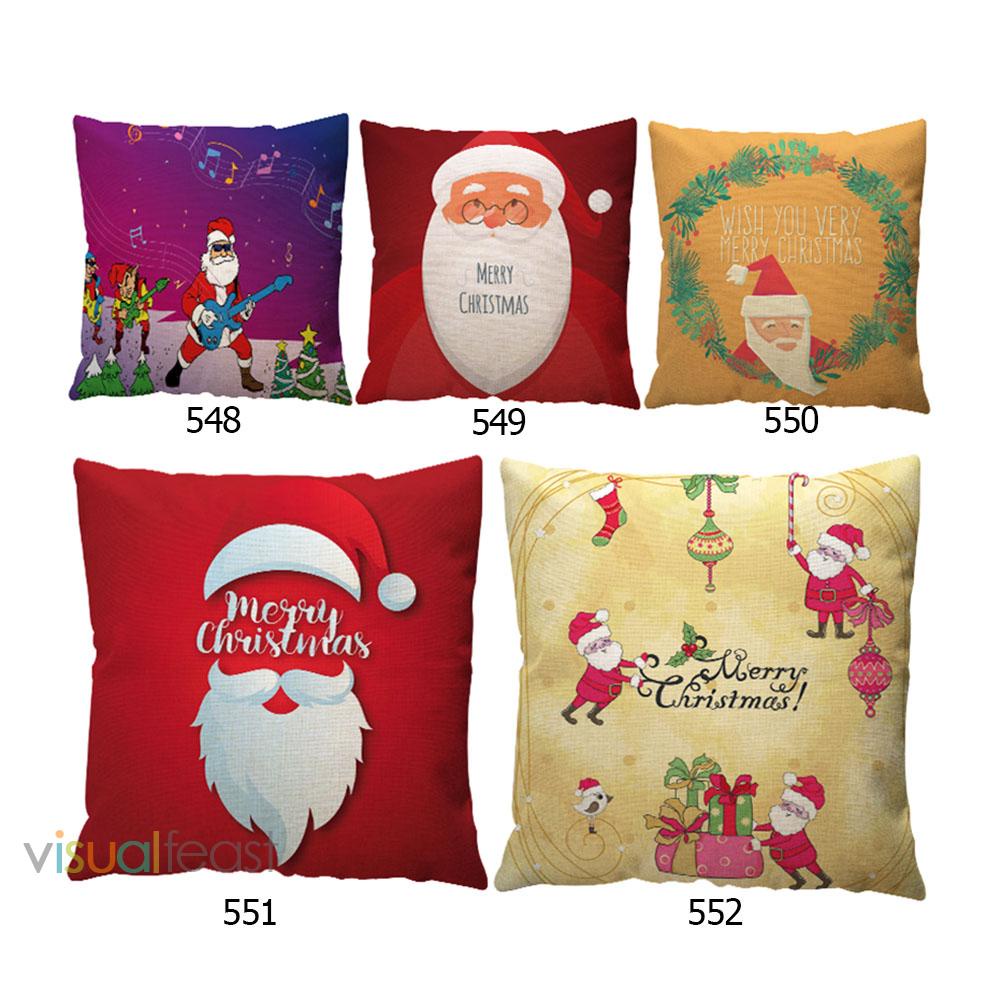 Vỏ gối vải lanh in hình ông già noel dễ thương 240551