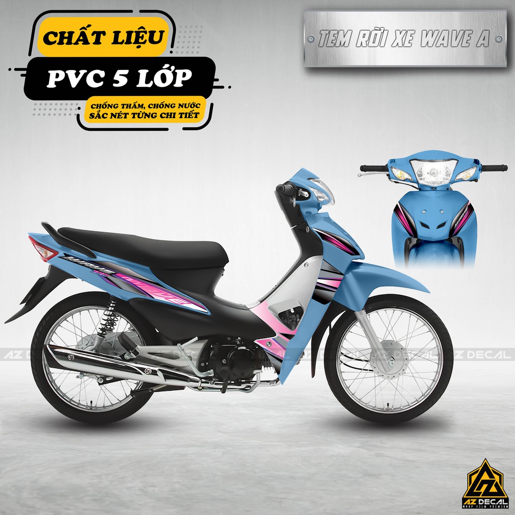 [New] Tem Xe Wave 2021 Phối Màu Big City Boy Hồng Tím | WA061602WW | Decal PVC Chống Bay Màu