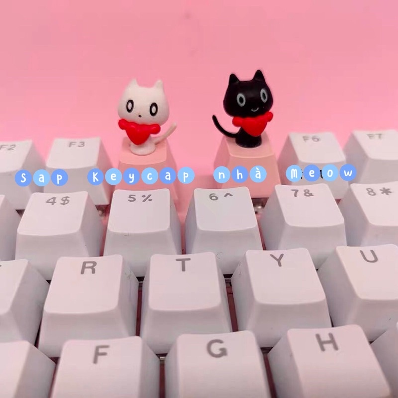 Keycap Mèo Luna - Artemis & Mèo trắng đen ôm trái tim 😻