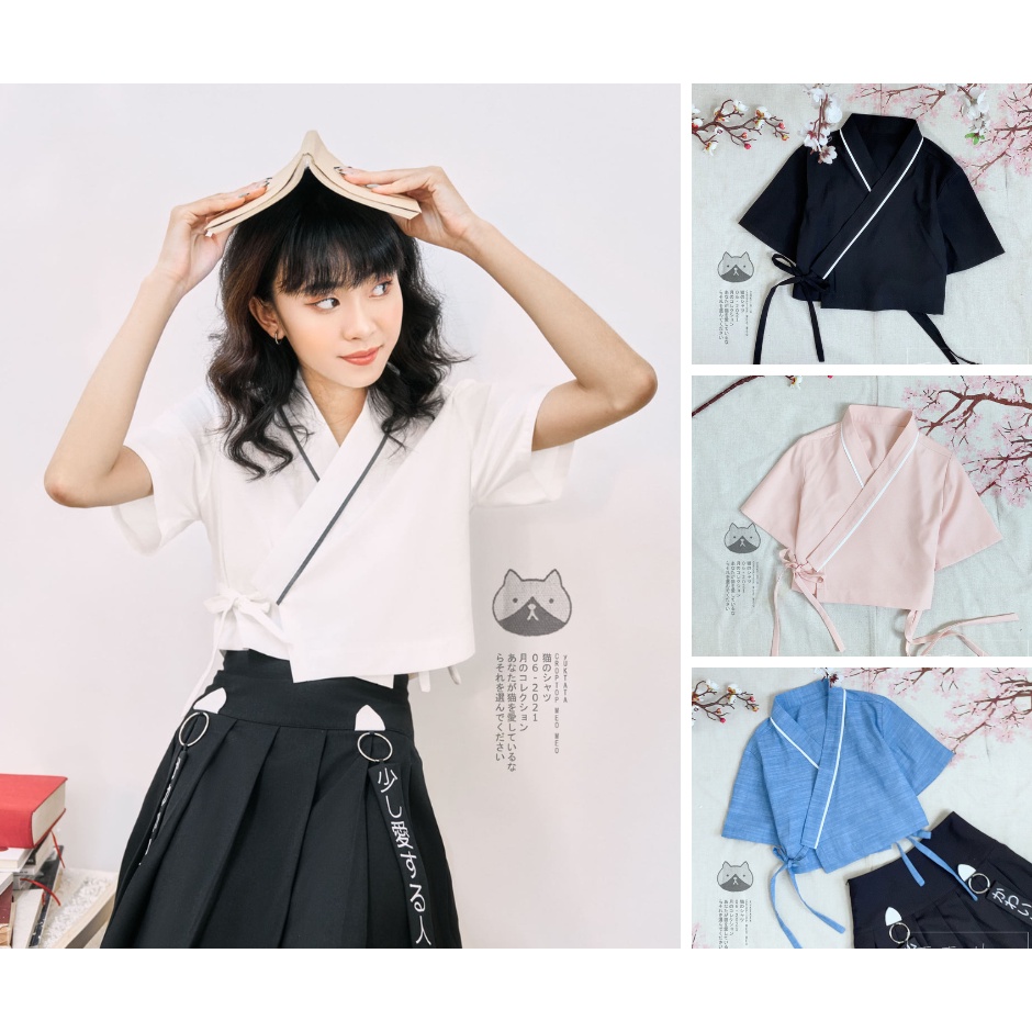 Yukata Croptop MeO TaTa Home - Áo croptop Yukata nữ