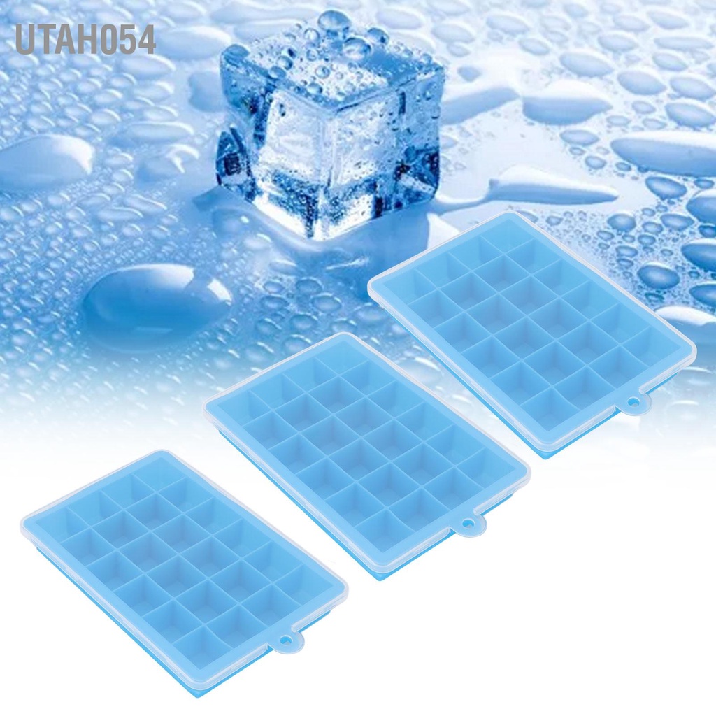 Utah054 Khay đá 3 cái có thể tái sử dụng 24 lưới Khuôn làm nắp tháo rời Dễ dàng khuôn Máy bằng silicon cho rượu Whisky