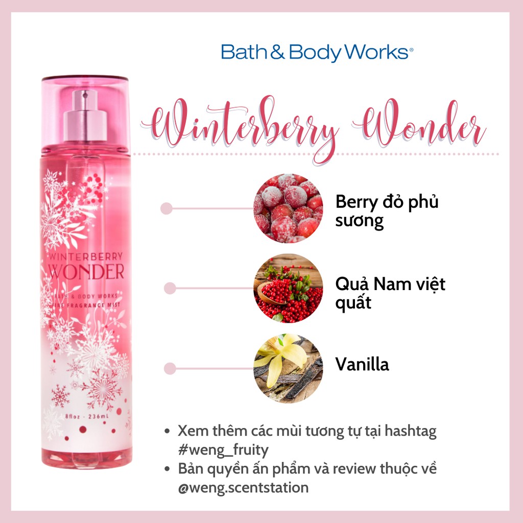 Xịt thơm toàn thân Bodymist Bath & Body Works mùi Winterberry Wonder