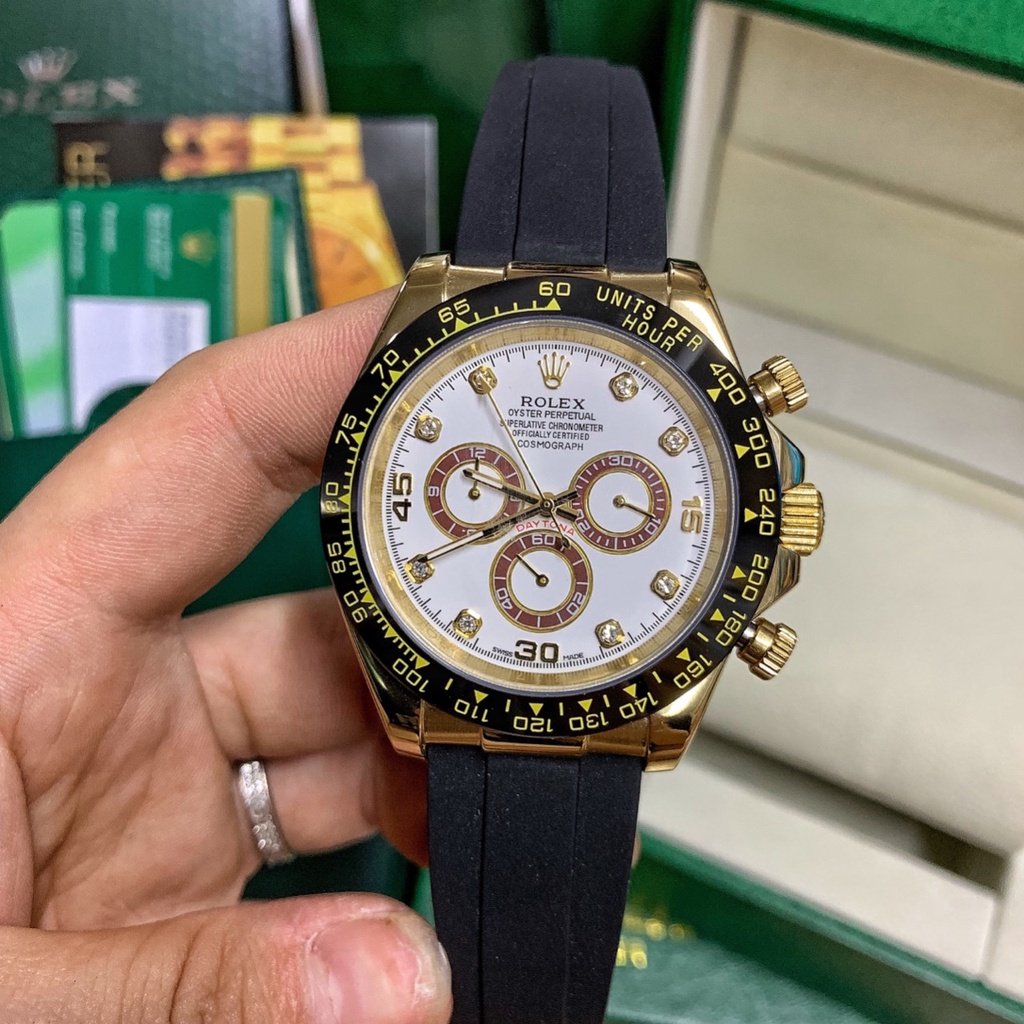 Đồng hồ nam Rolex mặt tròn đính viền đá sang trọng máy cơ cao cấp chống nước DH552 - Shop306