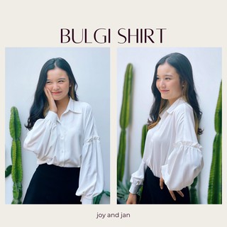 Sơ mi trắng nữ , hàng thiết kế , áo kiểu tay bồng , Bulgi Shirt A149 (ảnh thật kèm clip)