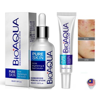 (bộ đôi 1 serum+ kem) bộ đôi Kem ngăn ngừa Mụn Trứng Cá , Giảm Sẹo, Sưng Đỏ BIOAQUA Pure Skin