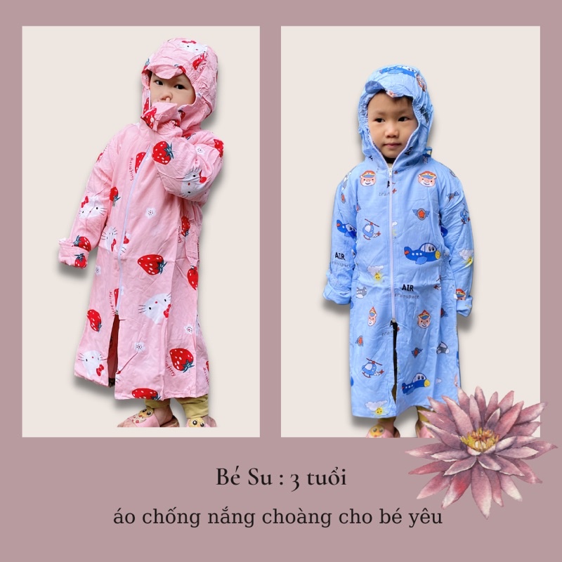 Áo chống nắng choàng lanh 2 lớp cho bé gái , bé trai from