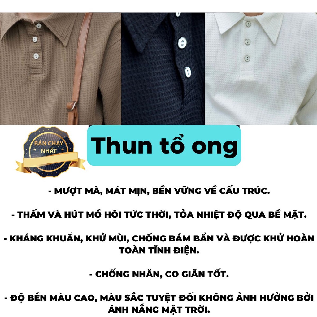 [𝑯𝒂̀𝒏𝒈 𝑯𝒊𝒆̣̂𝒖] Áo polo form rộng tay lỡ Unisex basic trẻ trung thun tổ ong | BigBuy360 - bigbuy360.vn