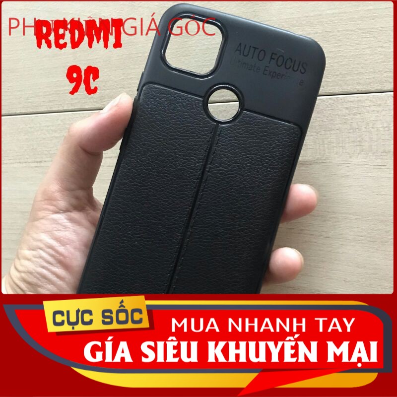 Ốp Lưng Xiaomi Redmi 9c Dẻo Giả Da Đen Đẹp