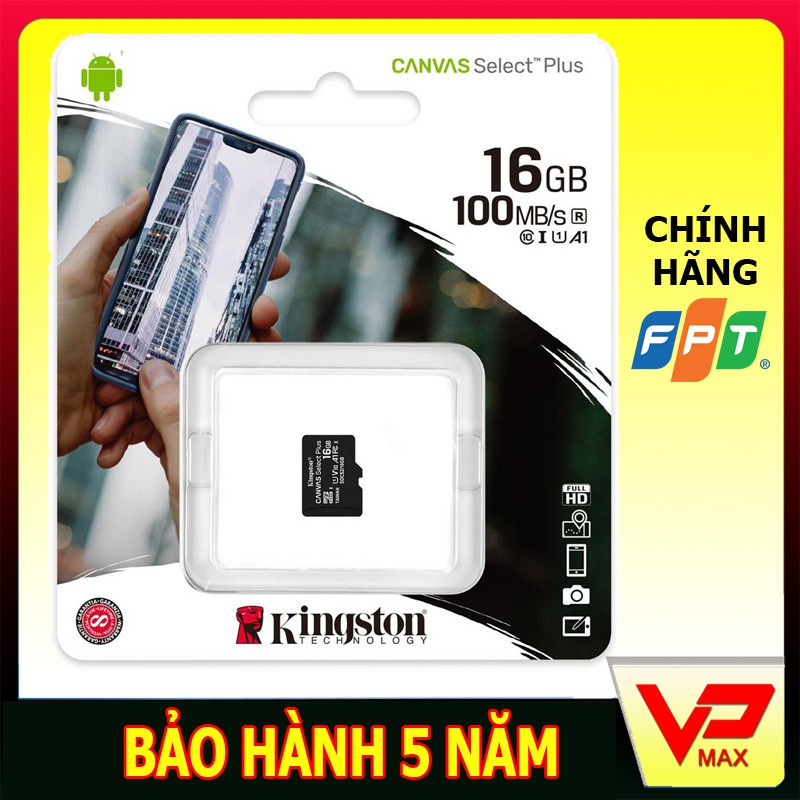 Thẻ nhớ Micro SD Sandisk Kingston 16Gb class 10 80Mb/s chính hãng