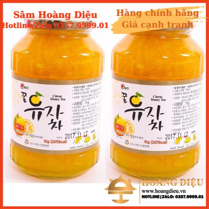 SÂM HOÀNG DIỆU - Trà mật ong chanh đào Hàn Quốc nắp vàng hũ lớn Citron honey 1kg