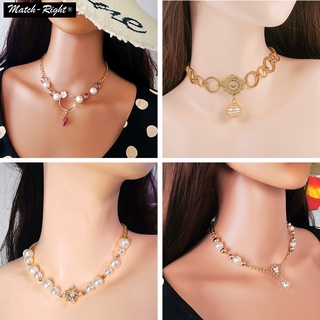 Vòng Cổ Choker Hình Hoa Đính Ngọc Trai Sang Trọng # 5040