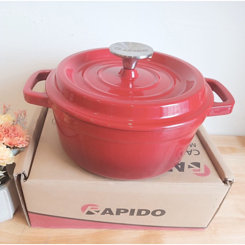 Nồi gang đúc tráng men Rapido, Bộ nồi gang đúc tráng men Rapido, kích cỡ 20, 22, 24cm , dùng cho tất cả các loại bếp