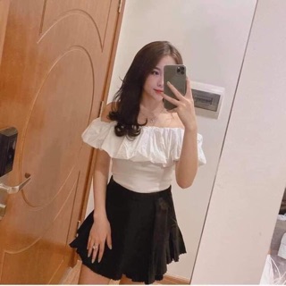 Áo trắng trệt vai hàng xuất