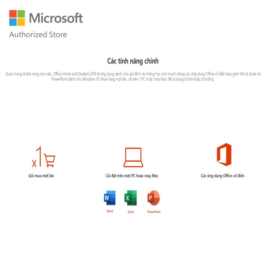 Phần mềm Office Home & Student 2019 |Dùng vĩnh viễn| Dành cho 1 người, 1 thiết bị |Word, Excel, PowerPoint | WebRaoVat - webraovat.net.vn