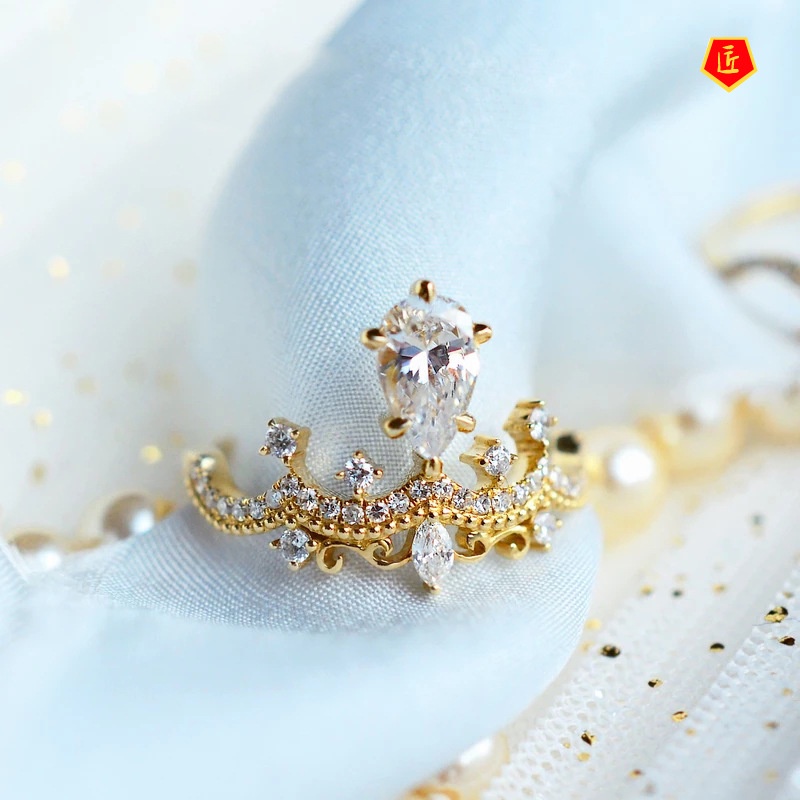 (Hàng Có Sẵn) Nhẫn Hình Vương Miện Moissanite Thời Trang