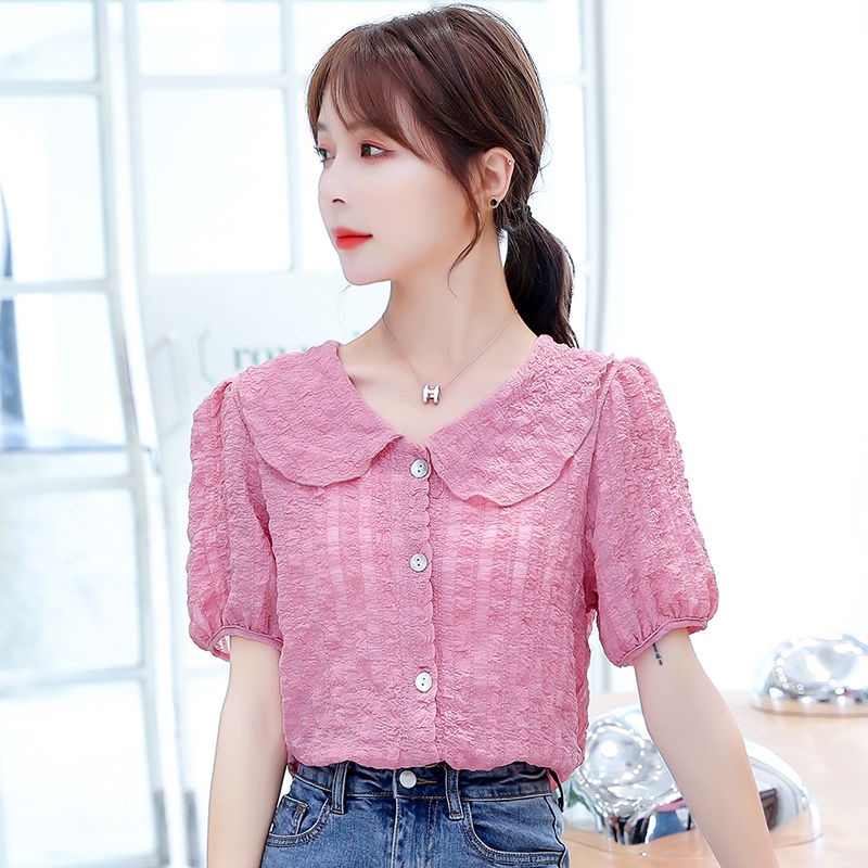 Áo Sơ Mi Chiffon Tay Phồng Dáng Rộng Thời Trang Mùa Hè Hàn Quốc Dành Cho Nữ 2022