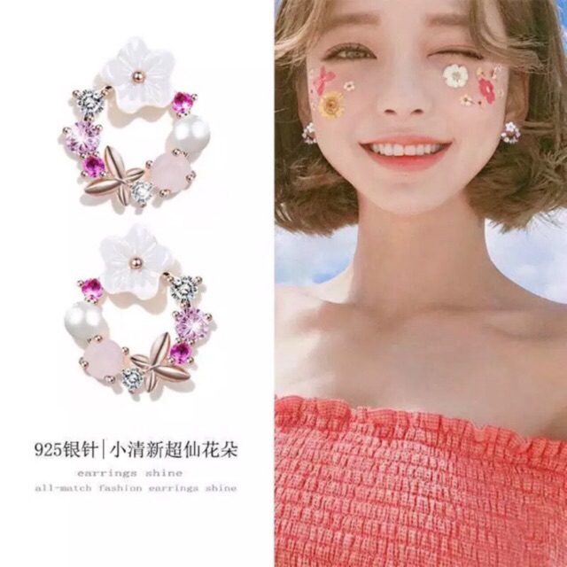Hoa tai mặt hình hoa phong cách Hàn Quốc