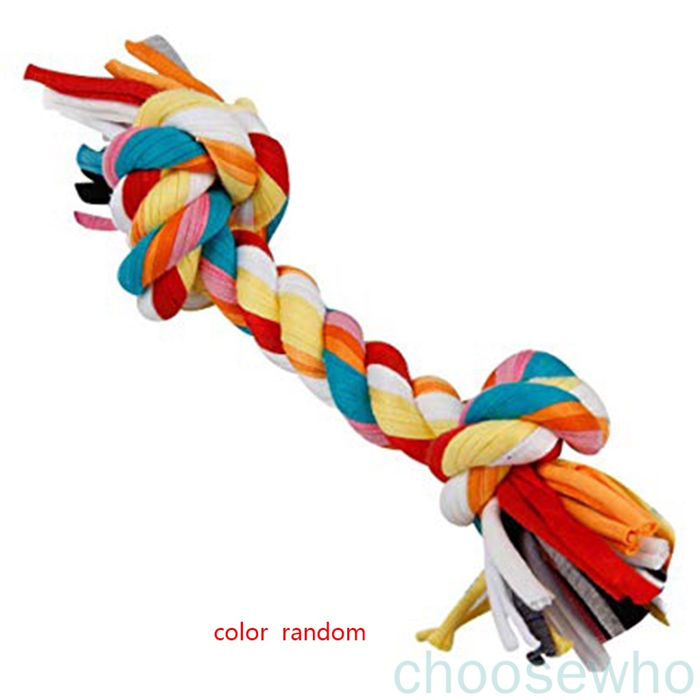 Đồ chơi gặm bằng dây cotton bện thắt nút hai đầu nhiều màu sắc cho thú cưng